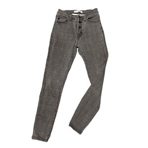 Kancan Gray Plaid Button Fly Skinny Stretch Jeans KC6271BR Size 7 27
